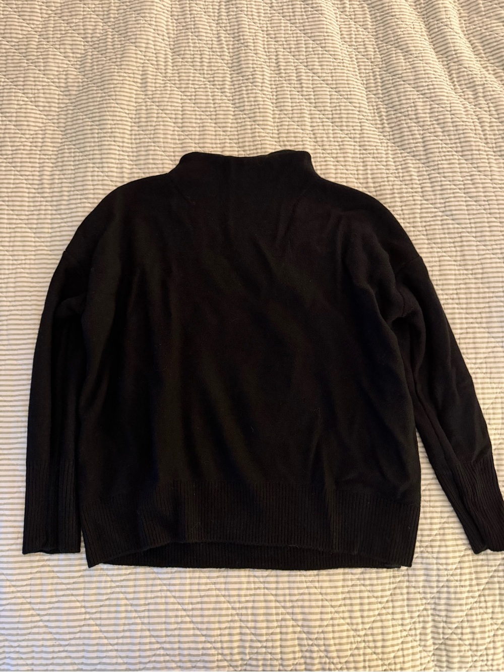 Quince Black Cashmere Mock Neck Pullover